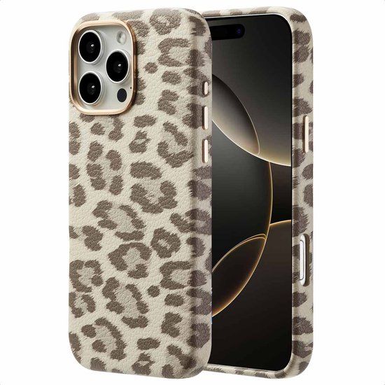 Selencia Sabi Backcover Panterprint met MagSafe voor de Apple iPhone 16 Pro Max - Soft Ivory