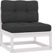Maison Exclusive - Banc de jardin avec console centrale, coussins anthracite, blanc, pin massif