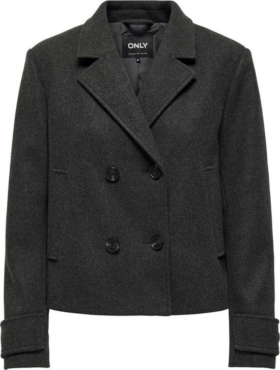 ONLY ONLFREJA LIFE SHORT DB JACKET OTW N - Dark Grey/melange - Women's Size S