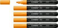 Stabilo FREE - Marqueur Acrylique - T300 - Pointe Ronde - 2-3 mm - Orange - Boîte 5 pièces