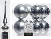 Decoris - Zilveren Kerstboom piek en 8 kerstballen 10 cm