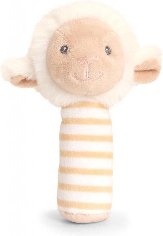Keel Toys Keel-Eco Lullaby Lammetje Stick Rammelaar - Crème/Beige - Pluche - 14 cm