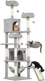 PawHut Kattenkrabpaal - Spaanplaat, Pluche - 48x48x192cm - Grijs
