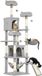 PawHut Chat poteau griffoir - Panneau de particules, Peluche - 48x48x192cm - Gris