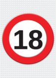 Bellatio Decorations Verjaardag deurposter - 18 jaar - stopbord - 59 x 84 cm