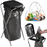 KADAX Enkele vuilniszakhouder, vuilniszakstandaard in 5 kleurversies, standaard voor afvalscheiding met plastic deksel, vuilniszakhouder voor zakken van 120 l (zwart)