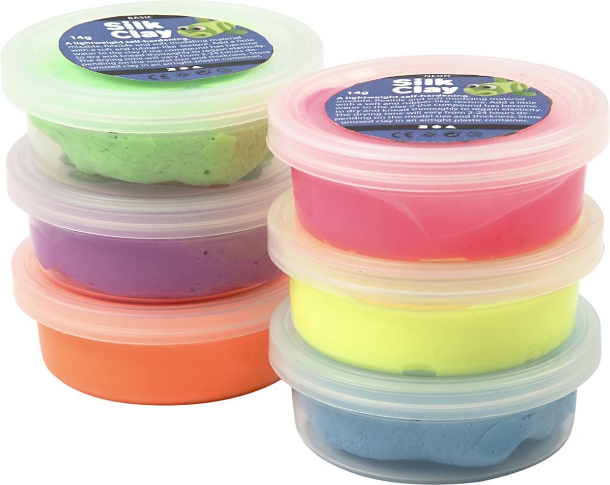 Silk Clay - Klei - Set met 6 Neon Kleuren
