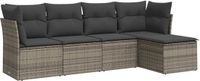 vidaXL 5-delige Loungeset met kussens, polyrattan, grijs