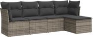 vidaXL Loungeset met kussens, polyrotin, grijs