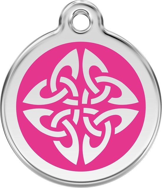 Red Dingo Hondenpenning 38 mm tribal hard roze