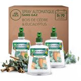Air Wick Désodorisant Maison Spray Automatique Sans Gaz Active Fresh - 3 Recharges Parfum Bois de Cèdre & Eucalyptus