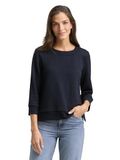 Tom Tailor - Boxy fit sweatshirt met 7/8-mouwen - Maat M - sky captain blue