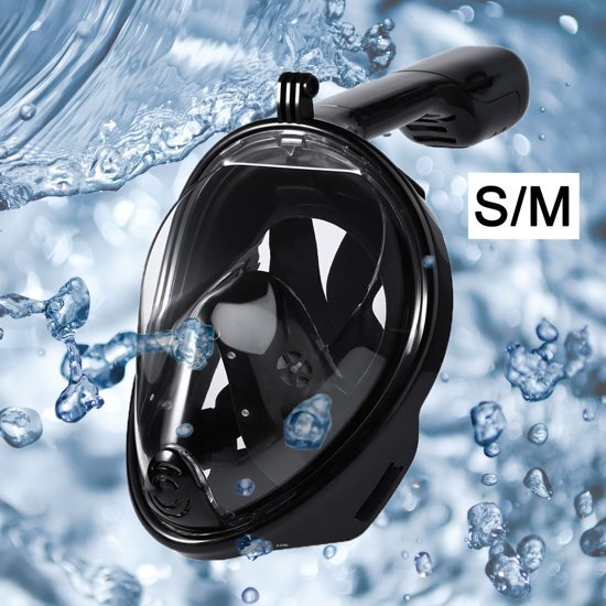 Gadgy Â® - Duikmasker - Full face duikbril met snorkel - snorkelset zwart - snorkelmasker Maat S/M