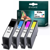 Evoke Compatible Ink for HP 924E Evomore HP924E 4X CMYK: Black 4K0V0Ne, Cyan 4K0U7Ne, Magenta 4K0U8Ne, Yellow 4K0U9Ne 86.5 ml 3400 Pages Officejet Pro 8122E 8124E 8125E 8128E 8132E 8134E 8135E