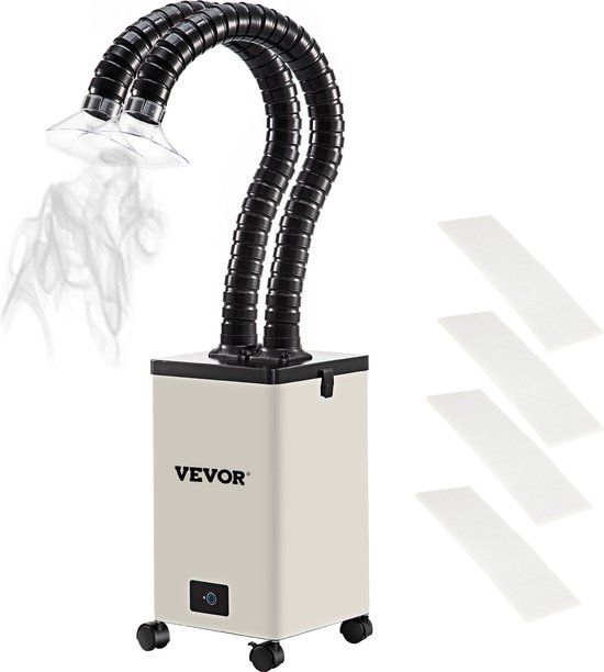 VEVOR Soldeerdampafzuiger, 150W 106CFM Rookvanger, 3-Traps Filters Rook- en Stofafzuiging, 3 Snelheden Rook Afzuigkap met Slang, Rookafzuiger Solderen voor Solderen Lasergraveren Doe-het-zelf Lassen