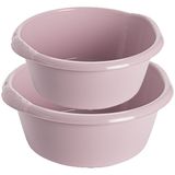 set multifunctionele kunststof ronde afwas huishoud teiltjes oud roze in 2-formaten - 6 en 10 liter inhoud