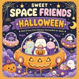 Sweet Space Friends Halloween: Bold & Easy Cute Halloween Coloring Book for Adults, Teens and Kids, Ghosts, Pumpkins, Sweets & Spooky Space Adventures