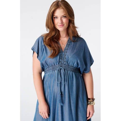 MS Mode midi jurk Plus Size - blauw