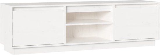 vidaXL TV-meubel 140x35x40 cm massief grenenhout wit