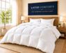 Dons-alternatief queensize dekbed, pluizig, luchtig, hoogwaardig voor winter, het hele jaar, luxe ademend hotel pluche dekbed, queensize, wit, 218 x 218 cm, ecologisch gecomprimeerde verpakking