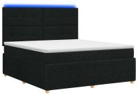 vidaXL LED Boxspringbed met Matras Zwart 180 x 200 cm Stof