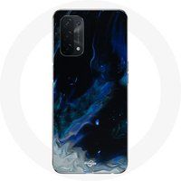 Maniacase Etui voor Oppo A54 5G Veelkleurige rookwolken van blauw grijs en zwart op een zwarte achtergrond
