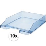 HAN 10 stuks brievenbakjes/postbakjes transparant blauw A4 formaat