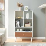 en.casa Boekenkast Reyljand 120x70x40 cm wit en teak