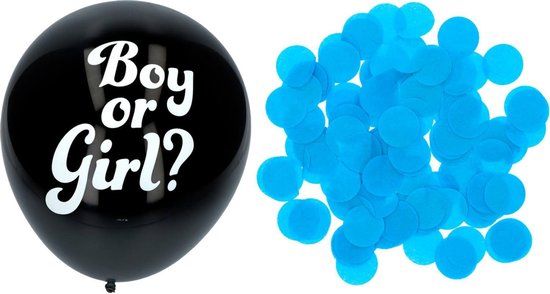 Folat Gender Reveal Ballon Jongen met Blauwe Confetti 41cm - 3 stuks
