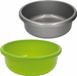 Merkloos Set van 2 ronde afwasteiltjes 9 liter in de kleuren groen en grijs 36 x 13 cm