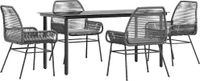 vidaXL 5-delige Tuinset met Kussens, Poly Rattan, Glas, Grijs