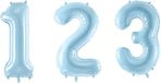 PARTYDECO Gigantische cijferballon pastelblauw 86 cm van aluminium
