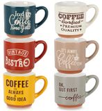 Tasses à expresso - Céramique - 110 ml - Set de 6 - Multicolore