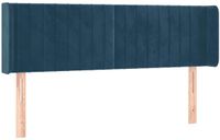 vidaXL Hoofdbord met randen fluweel donkerblauw 147x16x78/88 cm