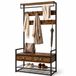 Merkloos Relaxdays Staande Kapstok met Schoenenrek, 2 Lades, Hoedenplank, Industrieel, Bruin/Zwart/Goud, Metaal/MDF