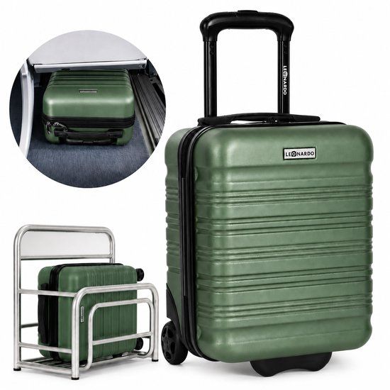 Leonardo Handbagage Koffer 40x30x20 cm - Underseater - Trolley Handbagage - Reiskoffer met Wielen - Groen - Hardcase