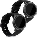 kwmobile 2x horlogebandjes geschikt voor Huami Amazfit GTR (47mm) / GTR 2 / GTR 2e / GTR3 / GTR 3 Pro bandje - Smartwatch bandjes van TPU - Activity tracker horloge band in mat zwart