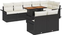 vidaXL Tuinbank Set 9-delig Zwart Polyrotan