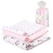 Interbaby Katoenen babydoekjes, 80 x 80 cm, verpakking met 3 luiers voor pasgeborenen, borstvoeding, handdoek, deken, comfortabel, zacht, ademend, parachutespringer-design, roze