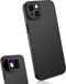 MOJOGEAR 17mm lens case voor iPhone 15 Plus — Schroefdraad voor macrolens, telelens, anamorphic lens of DOF-adapter — Stevig hoesje — Carbon — Zwart