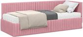 vidaXL Cadre de lit d'angle avec matelas - Rose - 80 x 200 cm - Velours