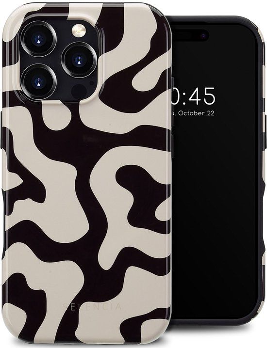 Selencia Hoesje - Geschikt voor Apple iPhone 16 Pro - Backcover geschikt voor MagSafe - Art Wave Black