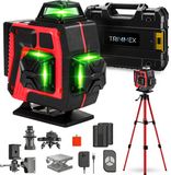 Trimmex Kruislijnlaser + Statief - 16 Zelfnivellerend Bouwlaser - Inclusief Opbergtas - 360° - Lijnlasers - Laser Waterpas - Inclusief accessoires - 2 accu's - Rood