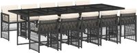 vidaXL Ensemble de jardin 11 pièces en poly rotin noir avec coussins