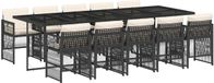 vidaXL Ensemble de jardin 11 pièces en poly rotin noir avec coussins