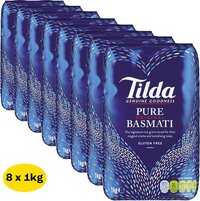 Tilda Pure Original Basmati Rijst - 8 x 1000 Gram Multi Voordeelverpakking