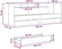 vidaXL Dagbed met lade, plank en hoofdeinde van oud, bewerkt hout