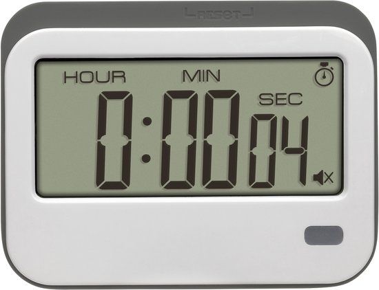 TFA Dostmann Digitale timer met stopwatch en wekker, Wit, Grijs