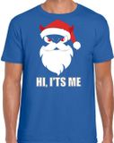 Bellatio Decorations Devil Santa Kerstshirt / Kerst t-shirt hi its me blauw voor heren - Kerstkleding / Christmas outfit L