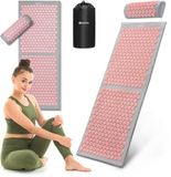 HyperMotion Acupressuurmat XL - 130cm - Spijkermat met Spijkerkussen - Incl Opberghoes – Grijs/Roze